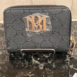 Badgley Mischka Black Wallet with Gold Accents